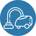 Symbol eines Staubsaugers für Unterhaltsreinigung im Haushalt